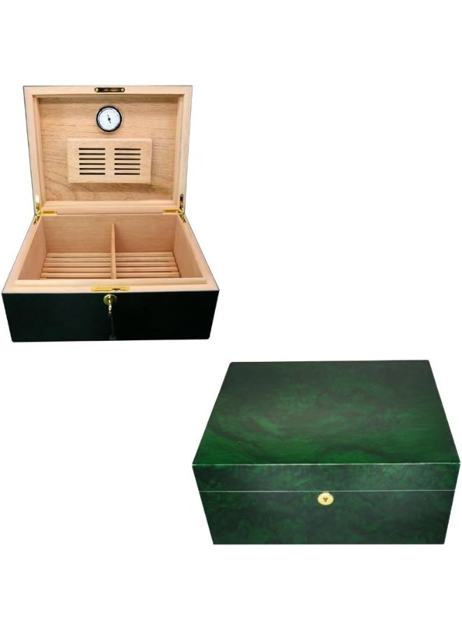 Hemingway Cedar Wood Humidor Case – Large Capacity Desktop Storage Box with Humidifier & Hygrometer, Beautiful Design, 200 Capacity, Premium Material - Image 1
